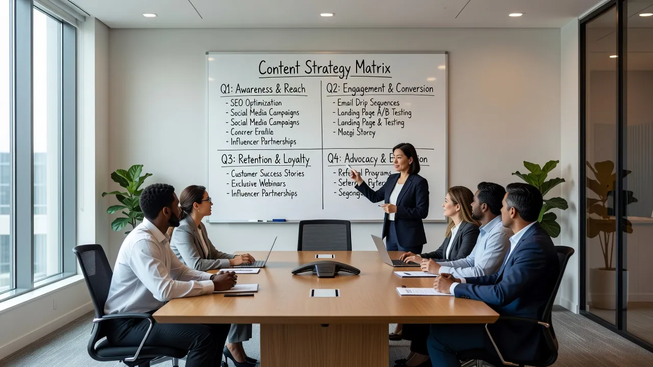Strategic planning session illustrating enterprise content strategy framework and website taxonomy map.
