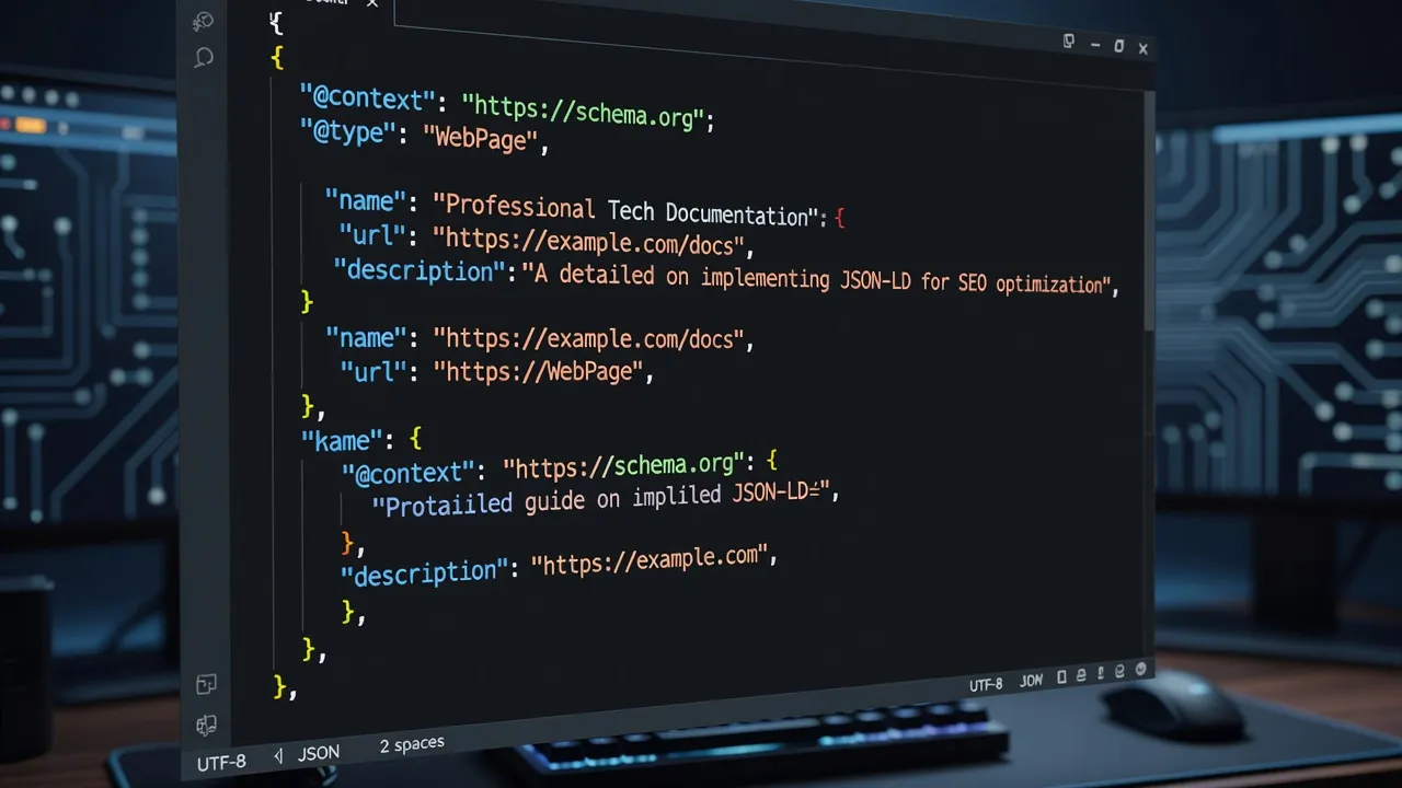 Code snippet illustrating JSON-LD structured data implementation for AI content optimization.