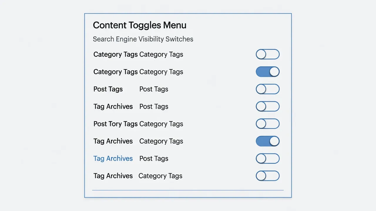 Yoast SEO setting menu showing content type visibility toggles for sitemap customization.