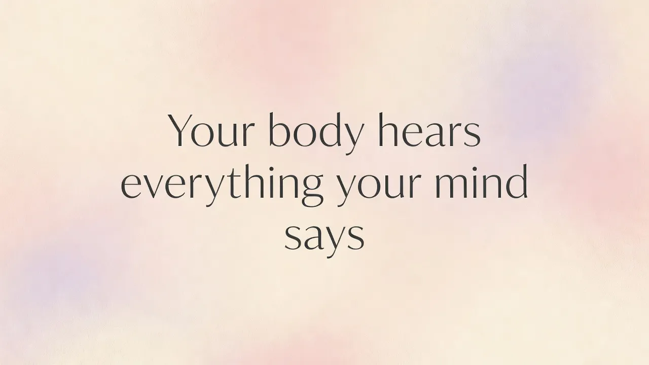 Minimalist graphic of a body positivity quote on a soft pastel background.