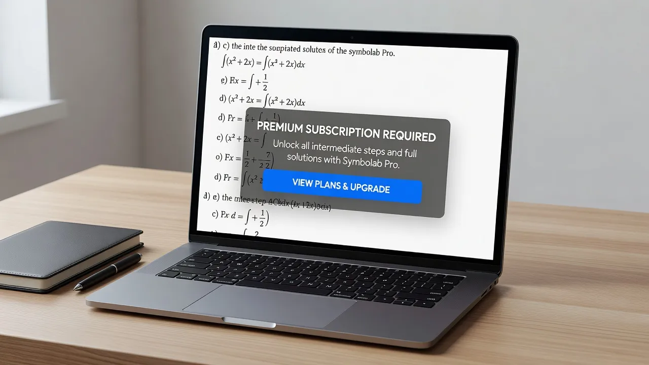 Symbolab web application interface showing blurred step-by-step math steps behind a Pro subscription paywall.
